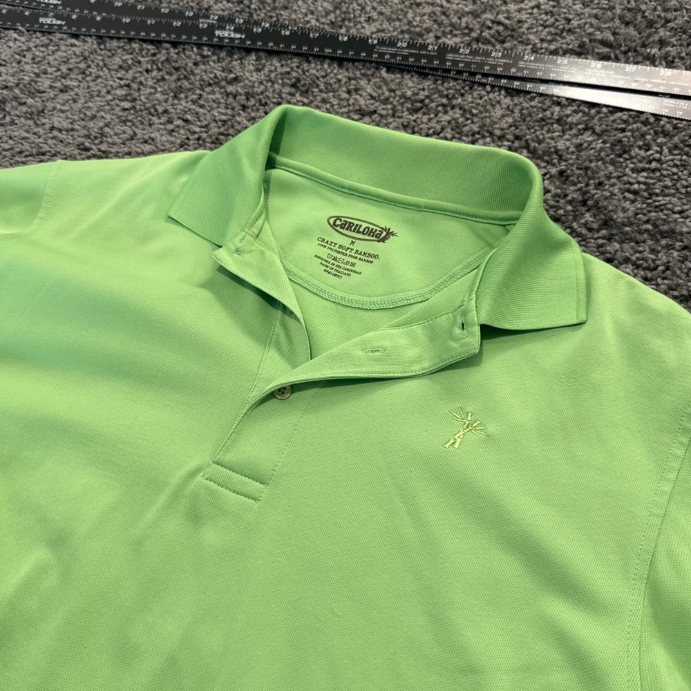 Soft Cariloha Bamboo Polo Shirt Mens Lime Green Good Casual Golf Top Size M